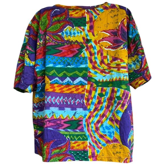 Vtg Sandy Starkman L Beaded Studded Multicolor T-Shirt Rainbow Artsy Statement - Picture 6 of 16